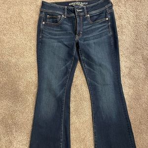 Dark wash kick boot jeans